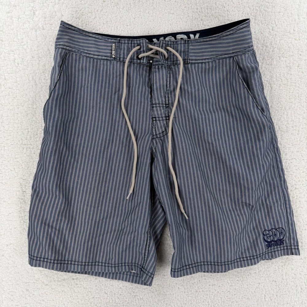 Zoo York Shorts‎ Mens 31 Blue Striped Bermuda Drawstring Casual Summer Beach